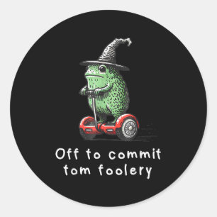 Whimsical Frog Wizard ab, um Tom zum Narren zu bri Runder Aufkleber