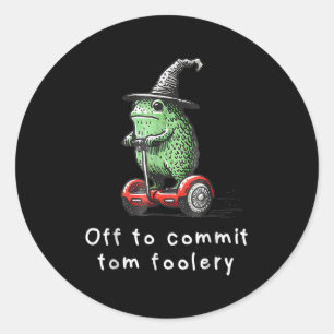 Whimsical Frog Wizard ab, um Tom zum Narren zu bri Runder Aufkleber