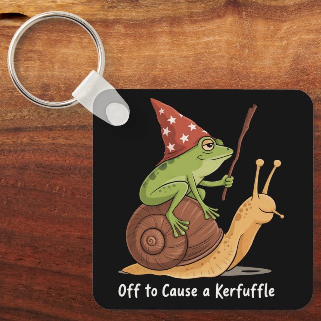 Whimsical Frog Wizard Off to Cause A Kerfuffle  Schlüsselanhänger (Vorderseite)