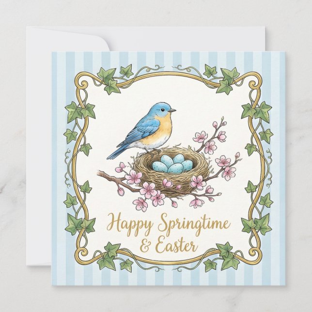 Whimsical Frohe Ostern Grüße Karte (Vorderseite)
