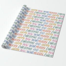 Whimsical frohe Weihnachten Glück Neujahr Regenbog Geschenkpapier