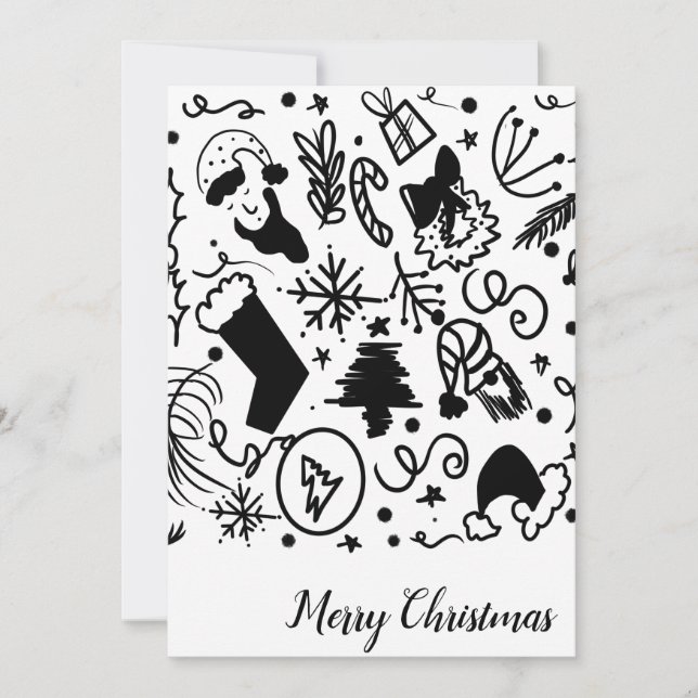 Whimsical frohe Weihnachten Weihnachten Doodles (Vorderseite)