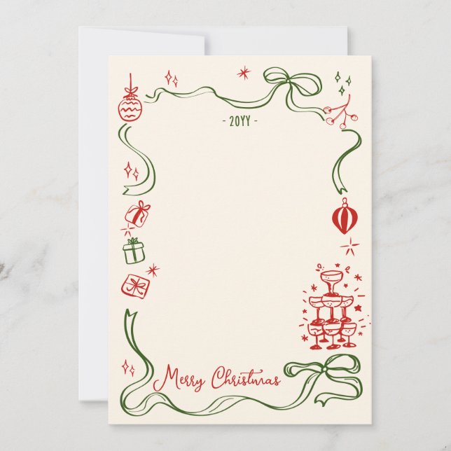 Whimsical Frohe Weihnachtskarte Ankündigung (Vorderseite)