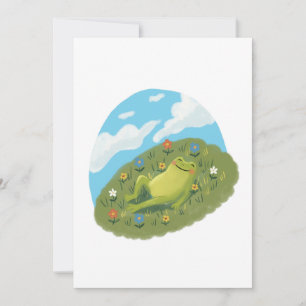 Whimsical-Frosch, der auf dem Hügel entspannt, Ill Einladung