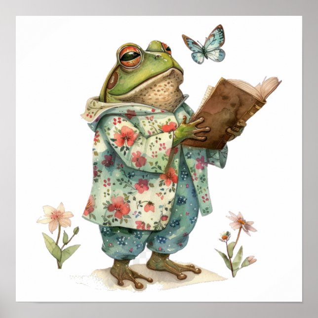 Whimsical Froschlesebbuch Poster (Vorne)