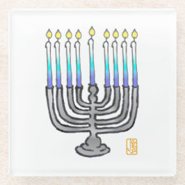 Whimsical Fully Lit Menorah Geschenk Glasuntersetzer