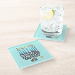 Whimsical Fully Lit Menorah Giftable Glass Unterse Glasuntersetzer