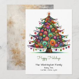 Whimsical Fun Christmas Tree Illustration Happy Feiertagskarte