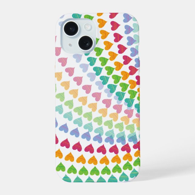 Whimsical Fun Colorful Rainbow Sprinkles Herz iPhone 15 Hülle (Rückseite)