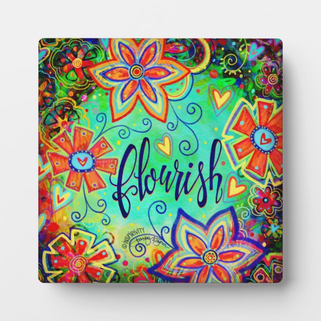 Whimsical Fun Floral BoHo Blüh Easel Fotoplatte (Vorderseite)