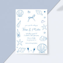Whimsical Fun Hand Drawn Nautical Coastal Hochzeit