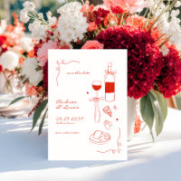 Whimsical Fun Hand Drawn Rahmen Weinpfeifen Hochze