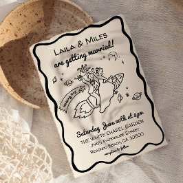 Whimsical fun Rocket wedding invitation Save The Date