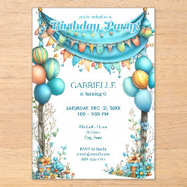 Whimsical Fun Teal Birthday  Acryleinladungen