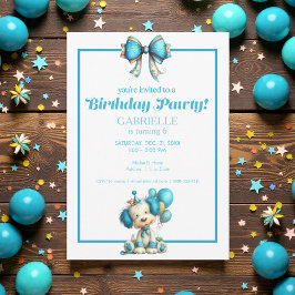 Whimsical Fun Teal Birthday  Einladung