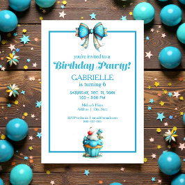 Whimsical Fun Teal Birthday  Einladung