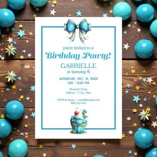 Whimsical Fun Teal Birthday  Einladung (Von Creator hochgeladen)