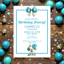 Whimsical Fun Teal Birthday  Einladung