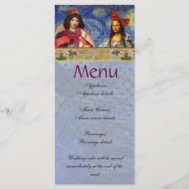 Whimsical Fun Vintage Wedding Menü Menükarte (Vorderseite)