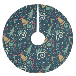 Whimsical Fun Winter Weihnachtsgrafik Polyester Weihnachtsbaumdecke