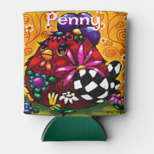 Whimsical Funky Chunky Floral Chicken Personalisie Dosenkühler