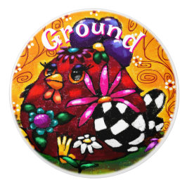 Whimsical Funky Chunky Floral Chicken Personalisie Keramikknauf