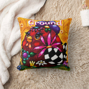 Whimsical Funky Chunky Floral Chicken Personalisie Kissen