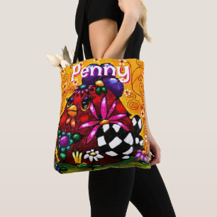 Whimsical Funky Chunky Floral Chicken Personalisie Tasche