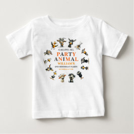 Whimsical Funny Animals 2nd Birthday Party Baby T-shirt