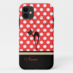 Whimsical Funny trendy Black Cat Polka Punkte title_seo2