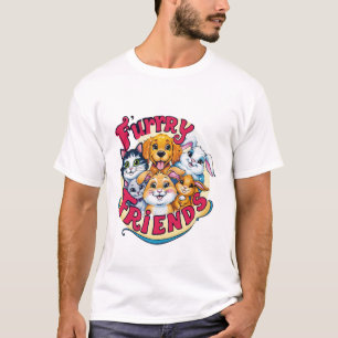 Whimsical Furry Friends: Lebhafte Pet Companies T-Shirt