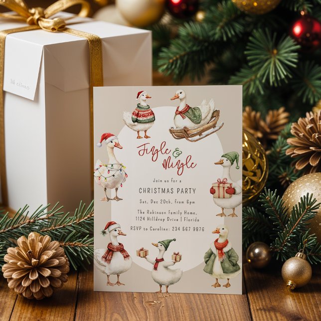 Whimsical Gans Weihnachtsfeier Einladung (Von Creator hochgeladen)