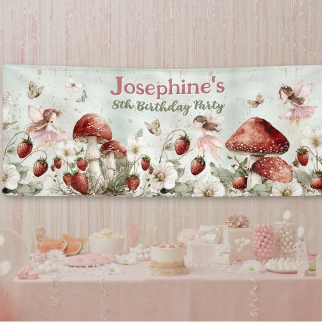 whimsical garden fairies birthday long custom banner (Von Creator hochgeladen)