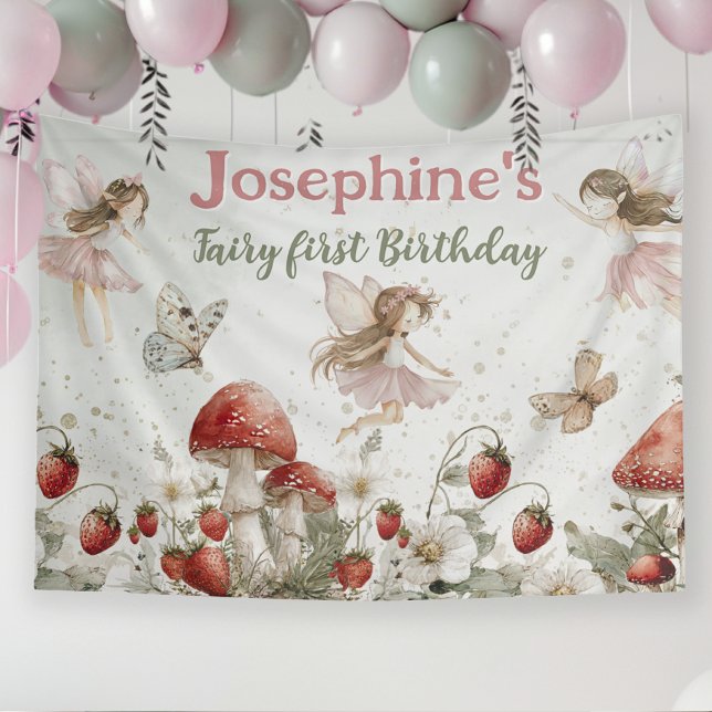 whimsical garden fairy first birthday banner (Von Creator hochgeladen)