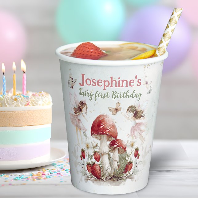 whimsical garden fairy first birthday girl small pappbecher (Von Creator hochgeladen)
