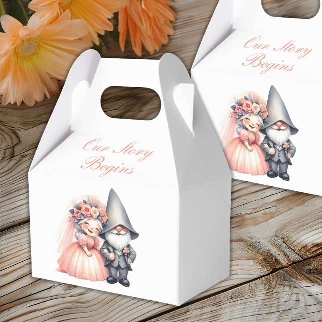 Whimsical Garden Gnome Orange Summer Wedding Geschenkschachtel (Von Creator hochgeladen)