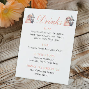 Whimsical Garden Gnome Orange Wedding Bar Sockelschild