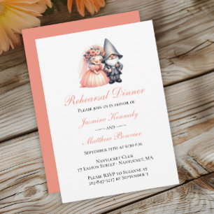 Whimsical Garden Gnome Orange Wedding Probe Einladung