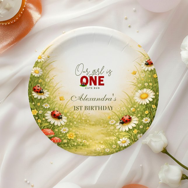 Whimsical Garden Lady Bug 1st Birthday Pappteller (Von Creator hochgeladen)