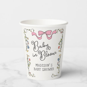 Whimsical Garden Party Doodle Floral Baby Dusche Pappbecher