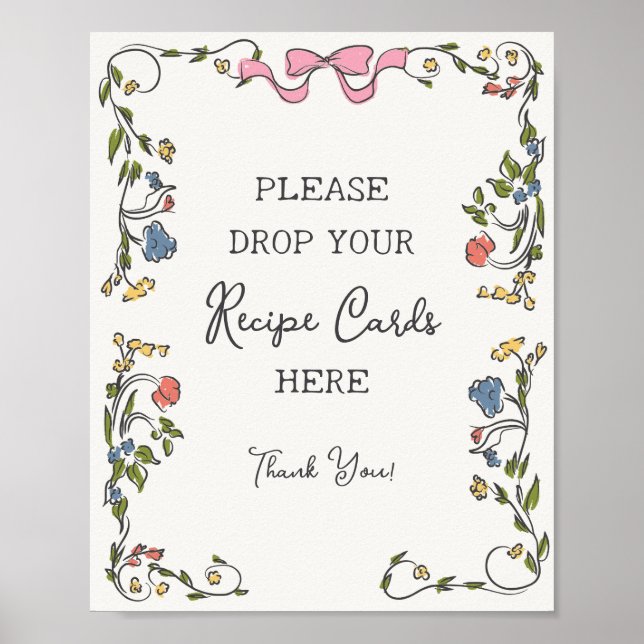 Whimsical Garden Party Pastel Floral Share Rezept Poster (Vorne)