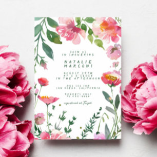 Whimsical Garden Pink Blume Girl Baby Dusche Einladung