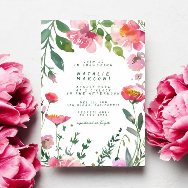 Whimsical Garden Pink Blume Girl Baby Dusche Einladung (Von Creator hochgeladen)