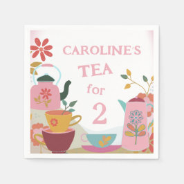 Whimsical Garden Pink Tee Party 2. Geburtstag Serviette