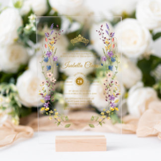 Whimsical Garden Quinceañera Akryllische Einladung