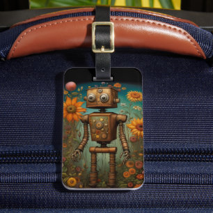Whimsical Garden Robot   Digitale Kunst Gepäckanhänger