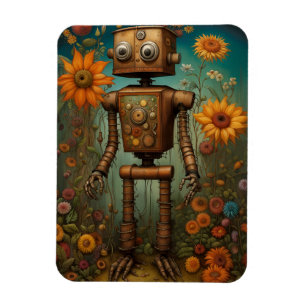 Whimsical Garden Robot   Digitale Kunst Magnet