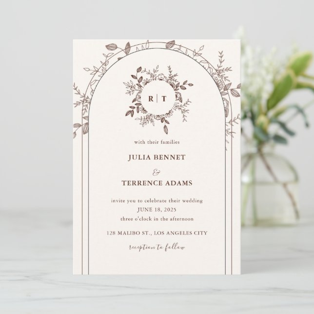 Whimsical Garden Romantik: Einladung zur Hochzeit (Stehend Vorderseite)