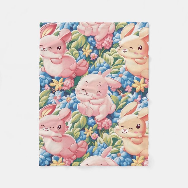 Whimsical Garden spielerisch Kaninchen Blanket Des Fleecedecke (Vorderseite)