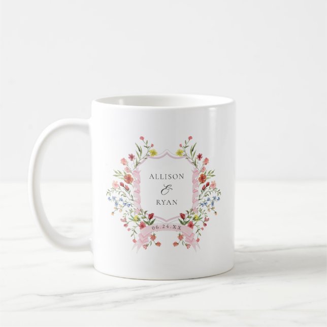 Whimsical Garden Wedding Wappen Monogram Kaffeetasse (Links)